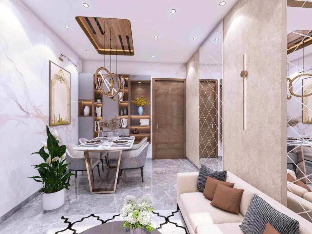 Sample living and dining room